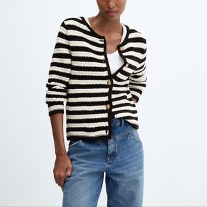 Striped cardigan with jewel buttons Mango
